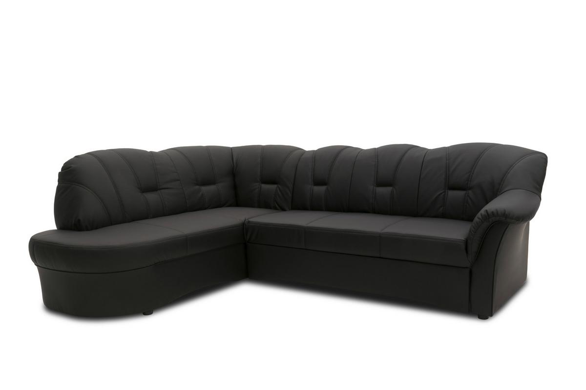 Ecksofa Mit Bettfunktion Papenburg Schwarz Lederlook - Schwarz, KONVENTIONELL, Textil (180/243cm) - MID.YOU