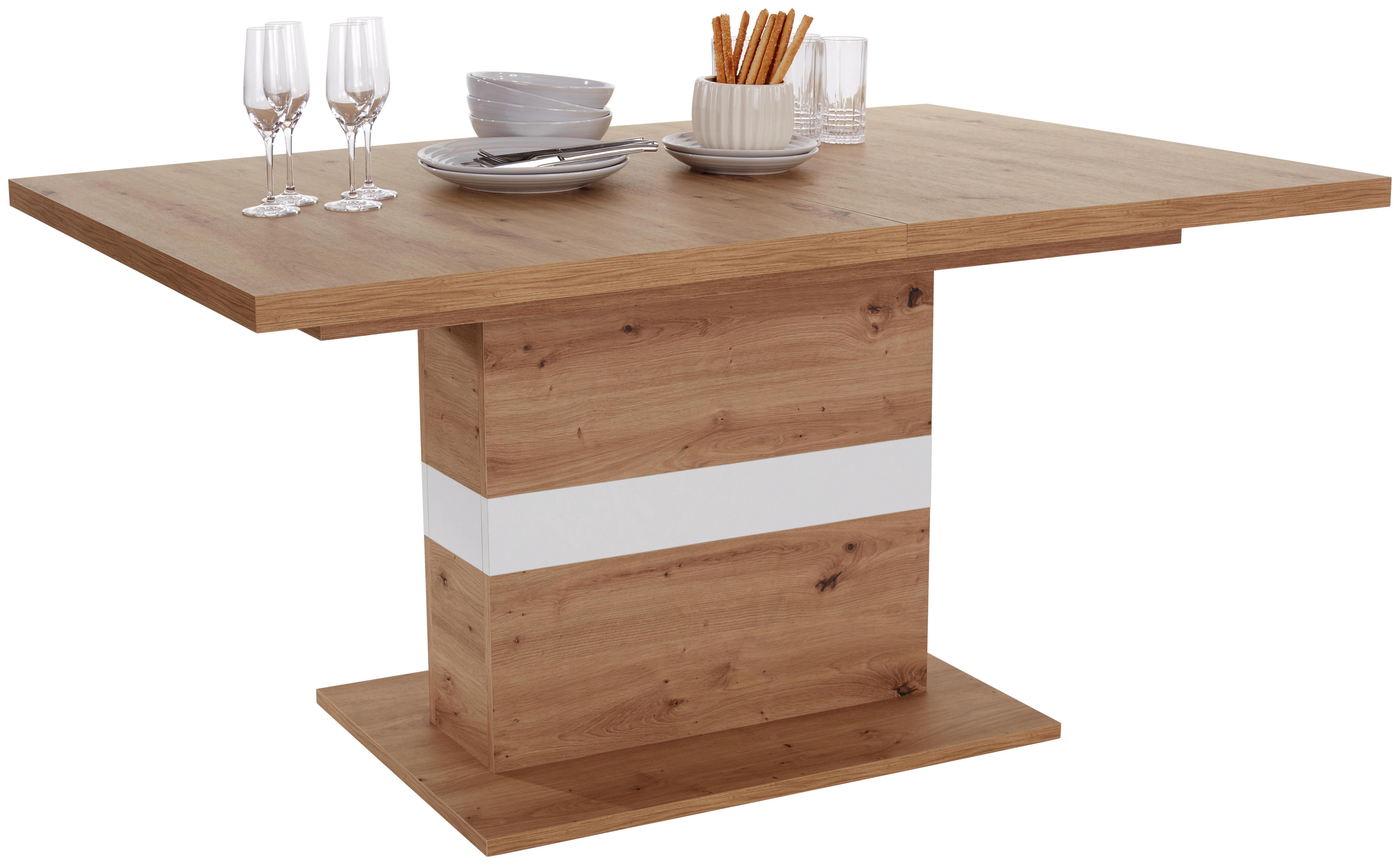 Kihúzható Asztal Kashmir - Tölgyfa/Világosszürke, modern, Faalapú anyag (160/76/90cm) - James Wood