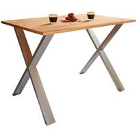 Esstisch Xona Silber, Eiche Dekor L: 110 cm - Honigeiche/Silberfarben, Basics, Holzwerkstoff (110/80/76cm) - MID.YOU