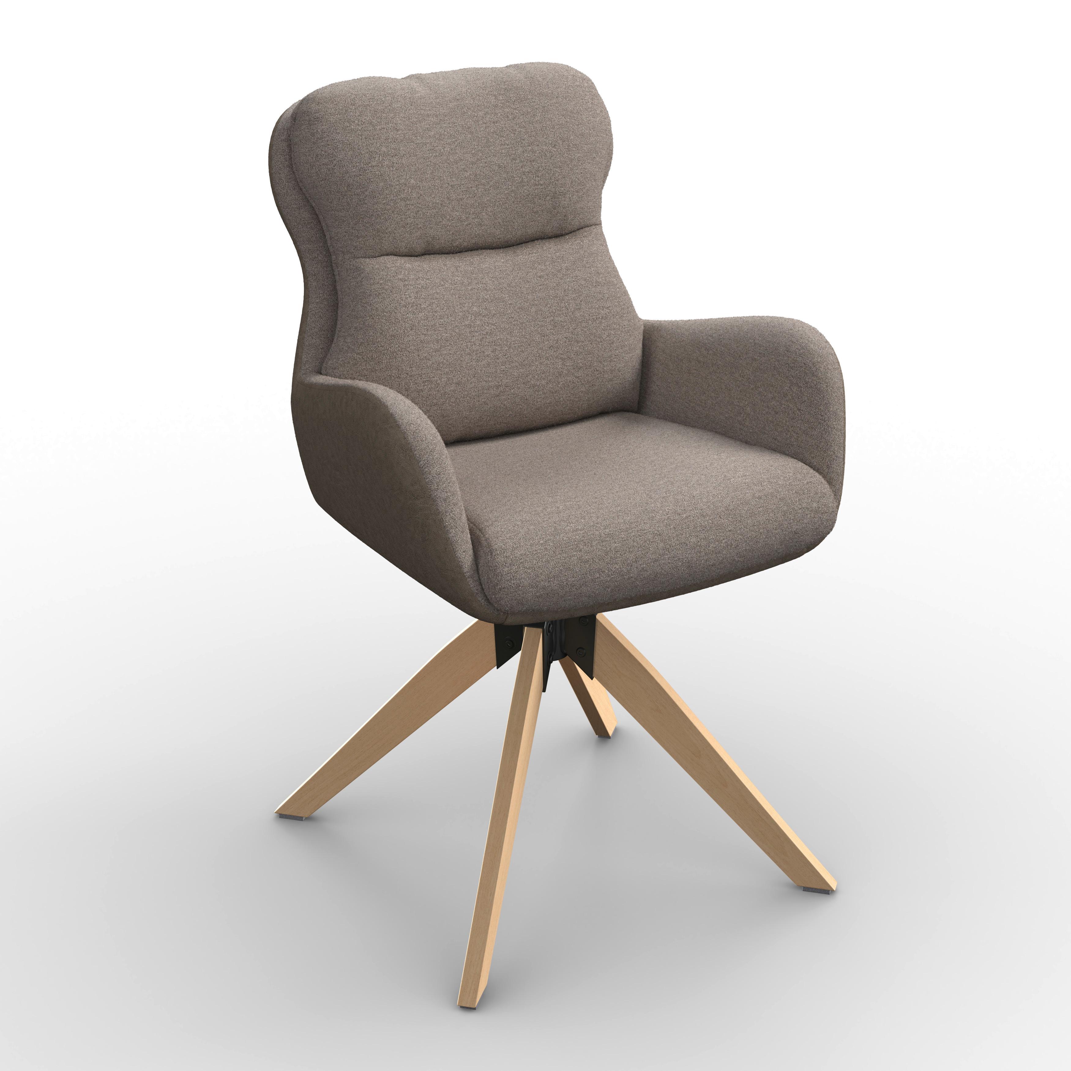 Židle s područkami Neelia, hnědá - přírodní barvy/hnědá, Moderní, kov/dřevo (71/60/94cm) - Bessagi Home
