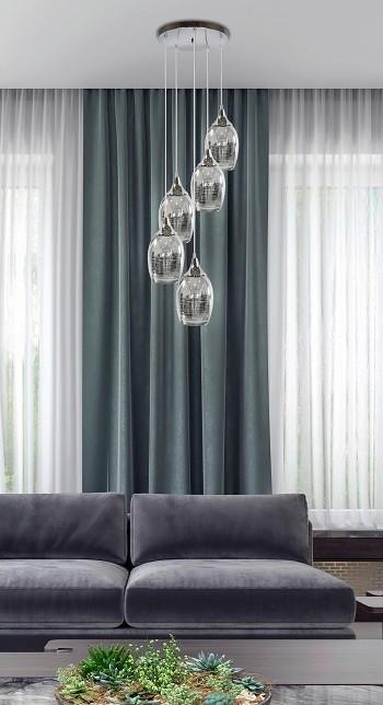 Hängeleuchte 35-60198 - Chromfarben, Design, Metall (35/35/125cm)