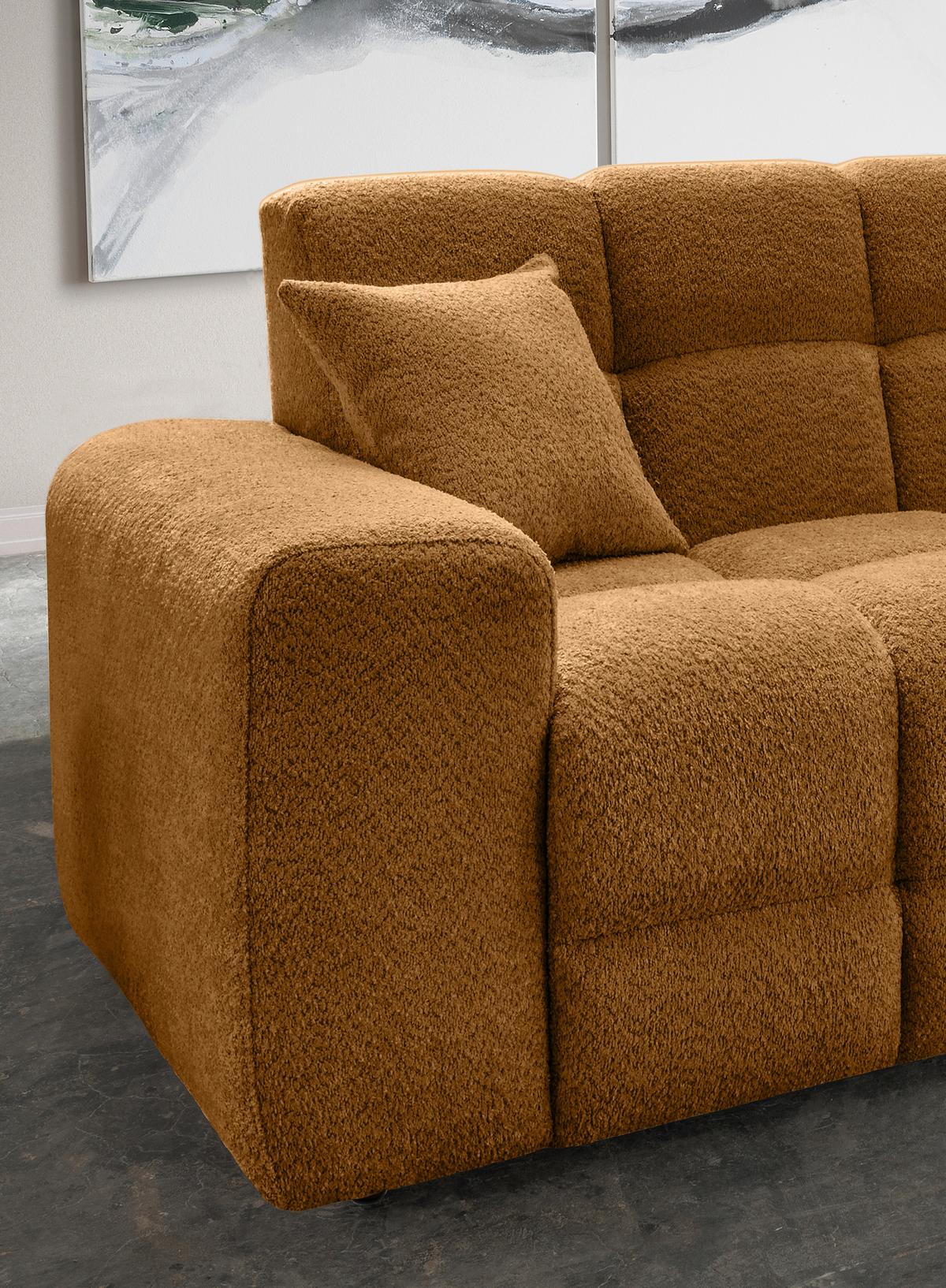 Viersitzer-Sofa Bosco, Goldfarben B: 300 cm - Goldfarben/Schwarz, MODERN, Textil (300/87/120cm) - Livetastic