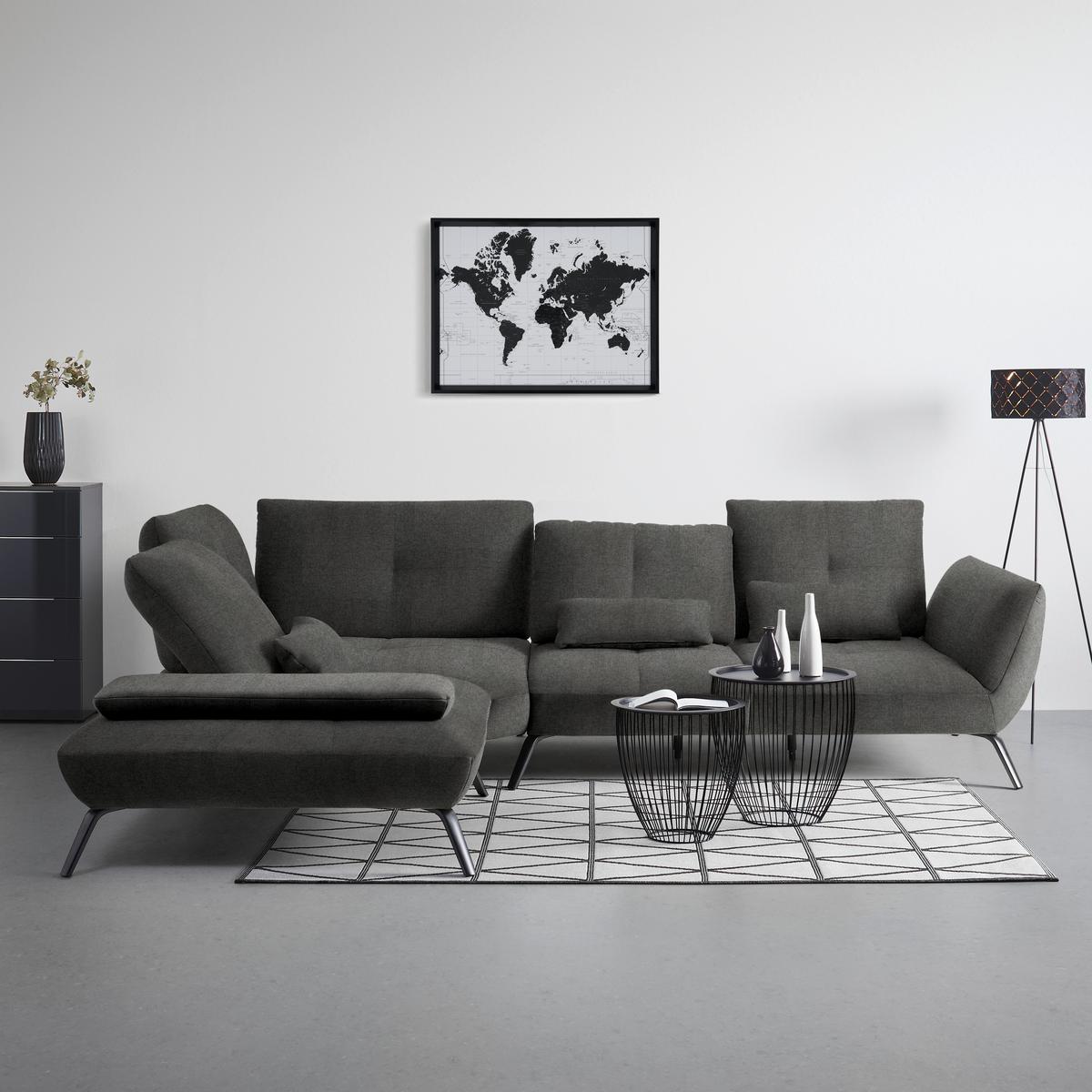 Rohová sedačka TRENDY, levá, antracitová - černá/antracitová, Moderní, kov/kompozitní dřevo (250/93/310cm) - Premium Living