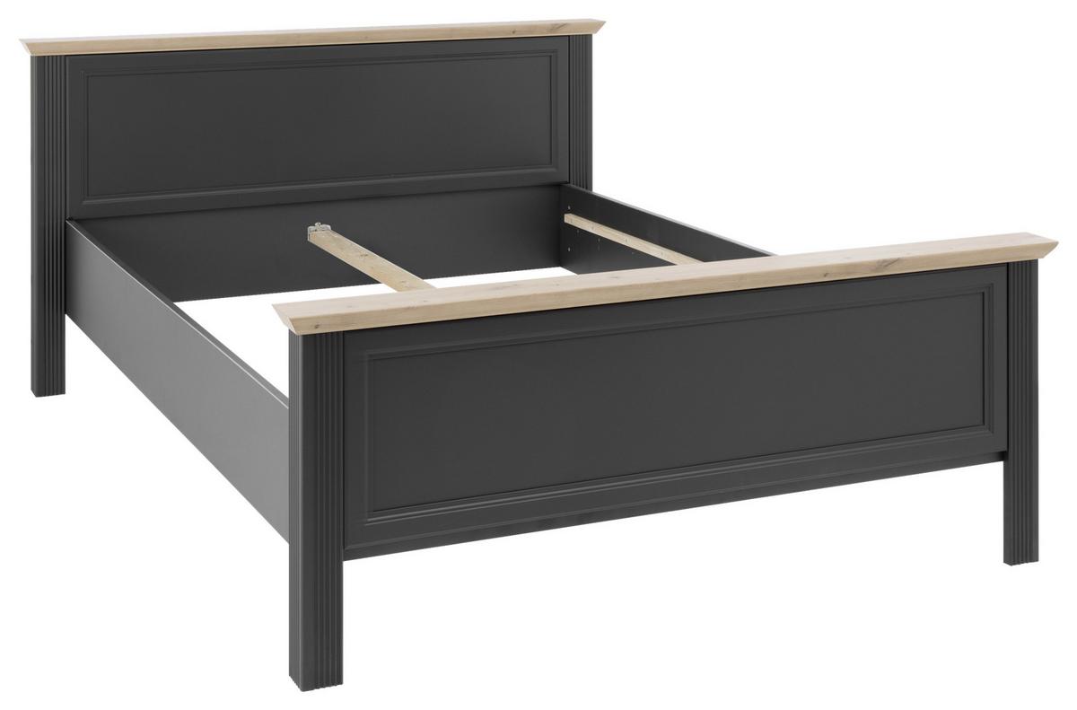 Doppelbett Landhaus-stil 160x200 Jasmin Ii Graphitfarb. - Graphitfarben/Schwarz, LIFESTYLE, Holzwerkstoff (160/200cm)