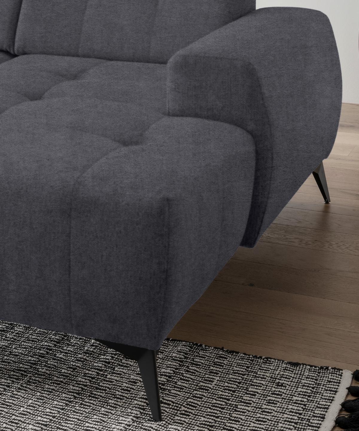 Ecksofa Mit Usb Anschluss Sano, Anthrazit, S: 258x180 Cm - Anthrazit/Schwarz, MODERN, Textil (258/180cm) - Livetastic