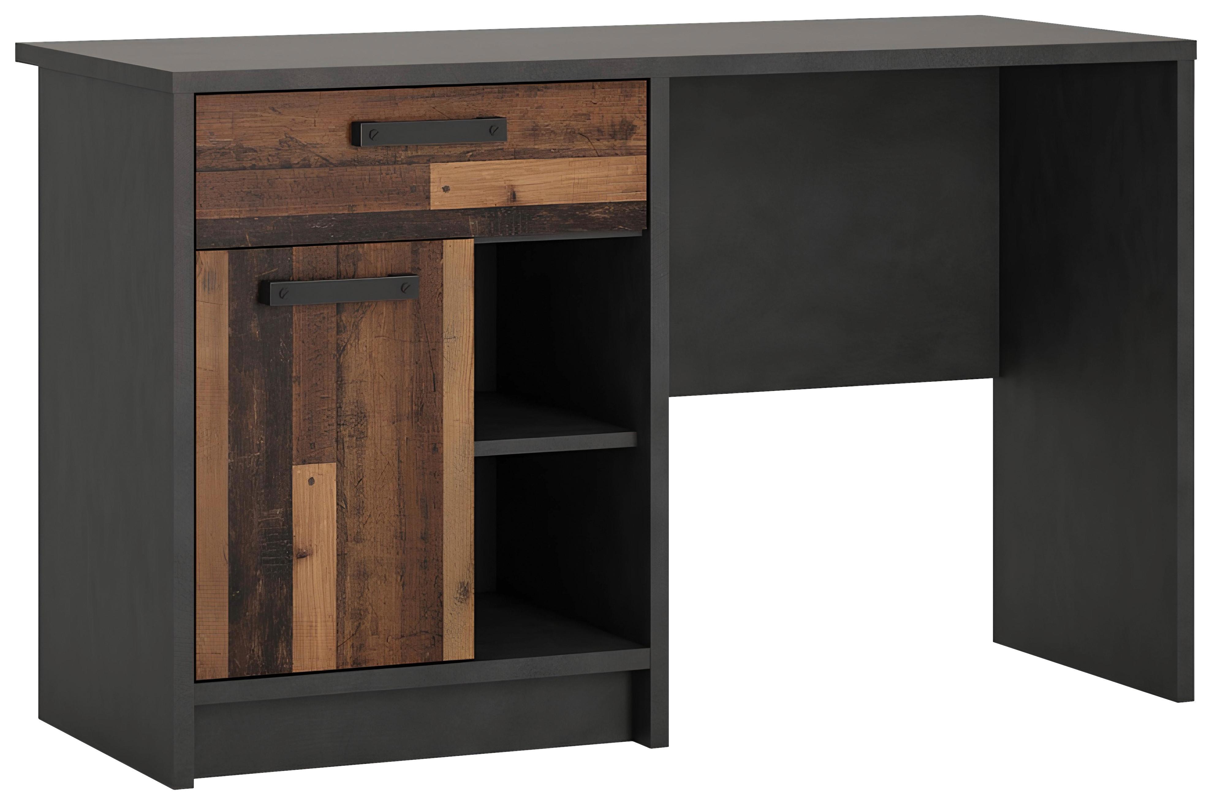 Gyerek Íróasztal Nubi - ótölgy/sötétszürke, Modern, faalapú anyag (120/74/52cm)