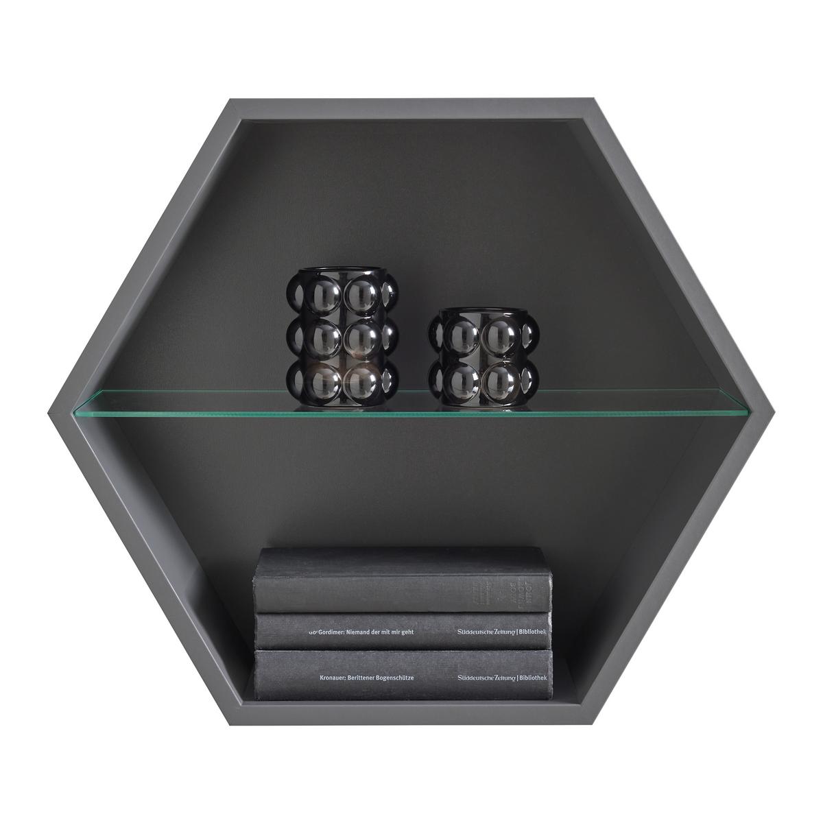 NÁSTENNÝ REGÁL EDGE -EXKLUSIV- - antracitová, Modern, kompozitné drevo (51/44/19cm) - Mömax