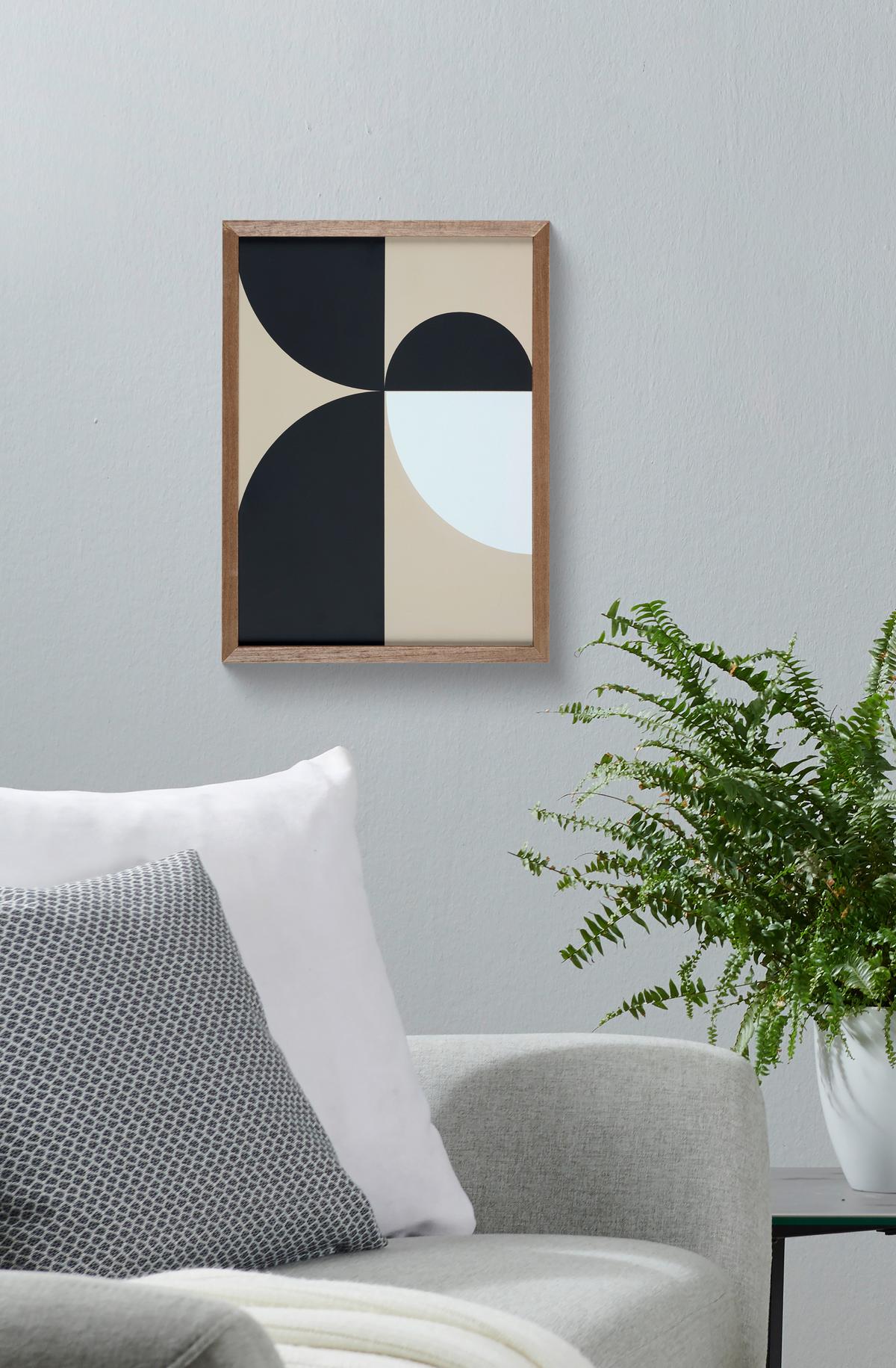 Nástěnná dekoráce Clea - černá/světle hnědá, Basics, dřevo/papír (30/40/1,5cm) - Modern Living