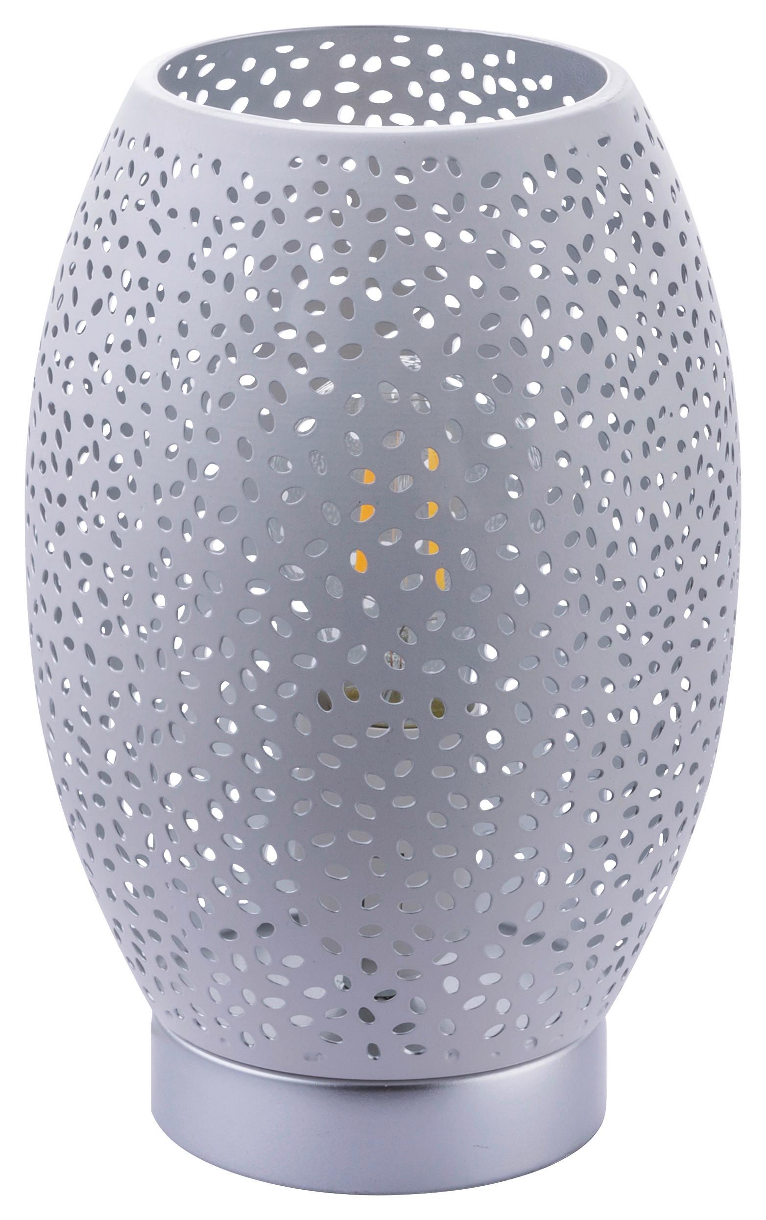 Tischlampe Narri Weiß/silber Klein Und Kompakt Mit Schalter - Silberfarben/Weiß, Basics, Metall (15/23cm) - Globo