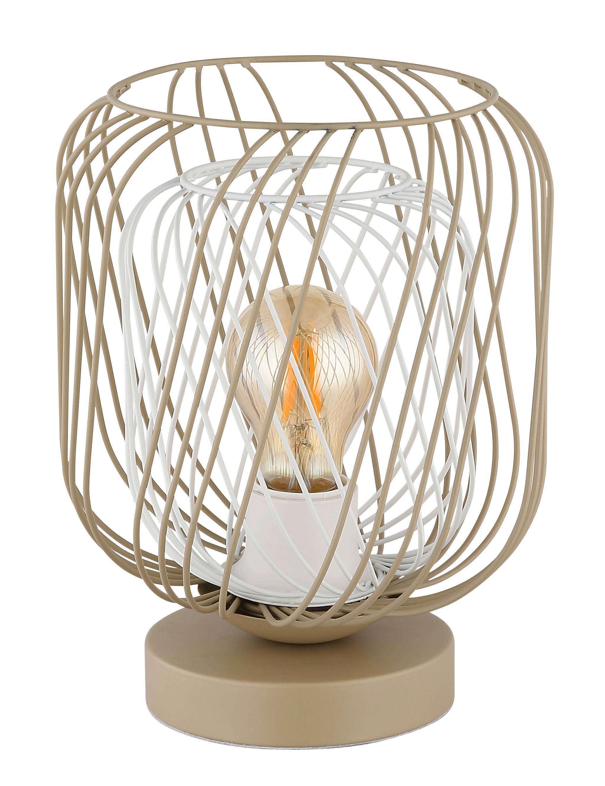 STOLNÍ LAMPA DICHTI - bílá/pískové barvy, Basics, kov/plast (18/24,5cm) - Globo