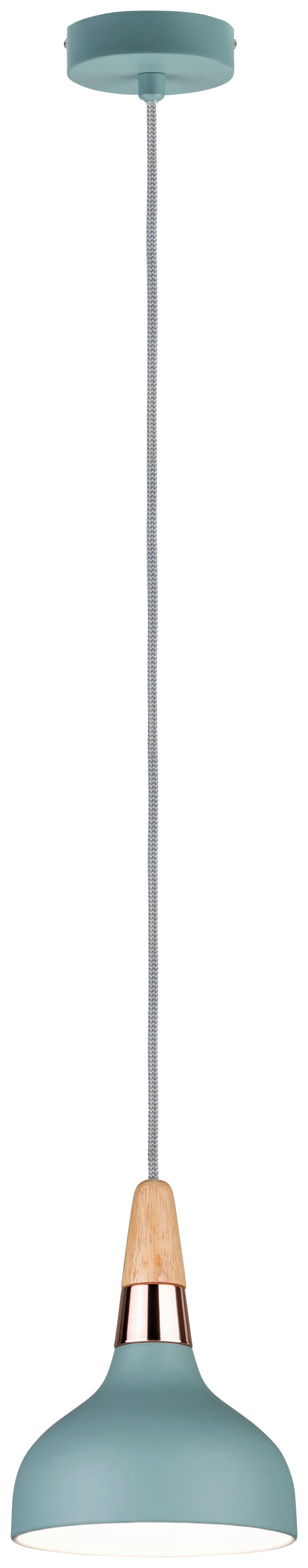 Hängeleuchte Juna H: 172,5 Cm 1-Flammig, Mintgrün, Dimmbar - Mintgrün/Kupferfarben, Design, Holz/Metall (16/172,5cm) - Paulmann