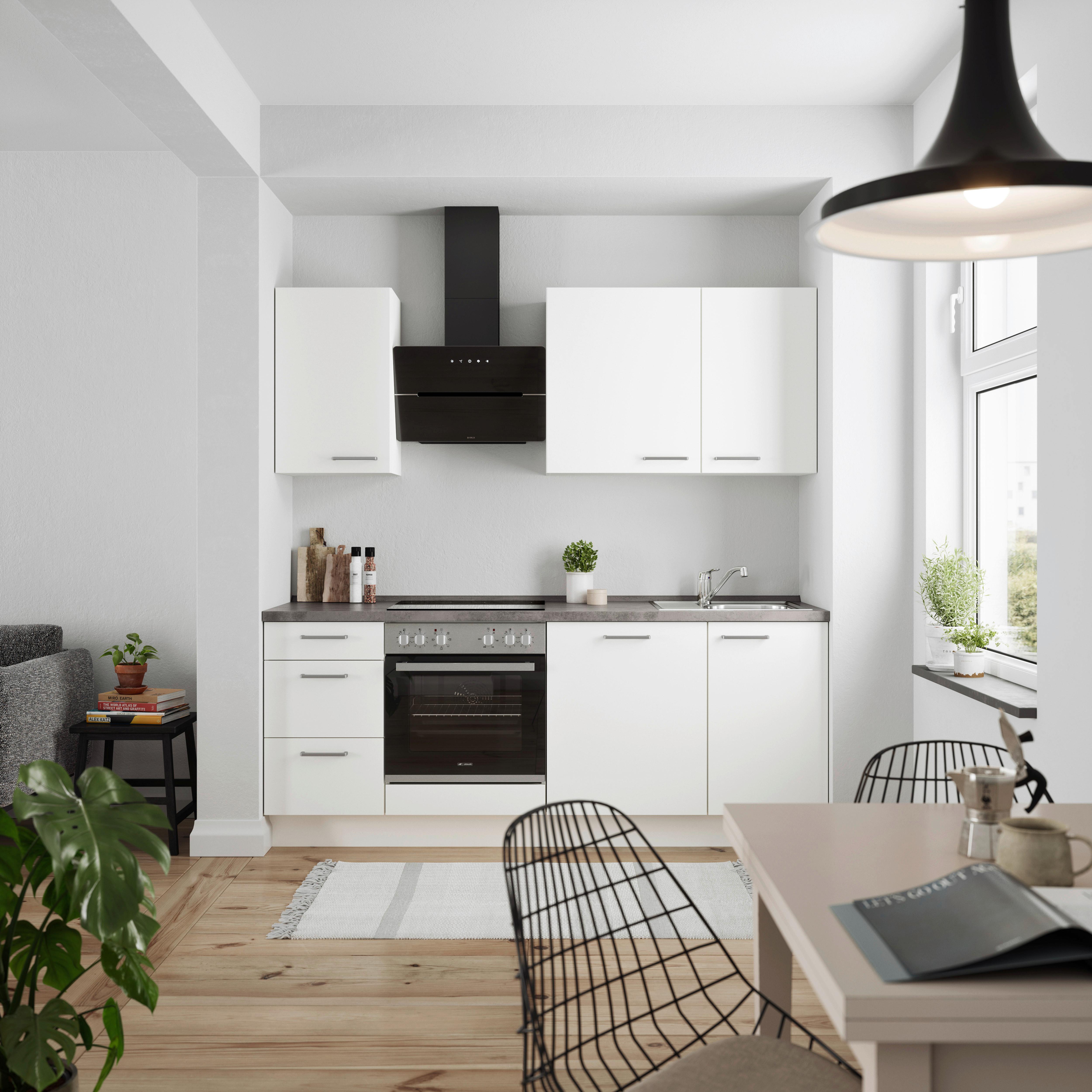 KÜCHENLEERBLOCK TOUCH HIGH - LINE, H5 LINKS - Weiß/Grau, MODERN, Holzwerkstoff (210cm) - Nobilia