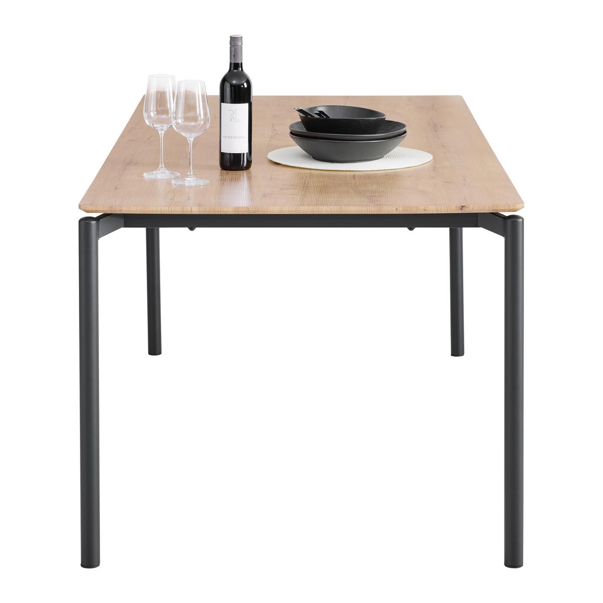 Jedálenský stôl LIDO 180 - čierna/farba duba, Modern, kov/kompozitné drevo (180/76/90cm) - Mömax