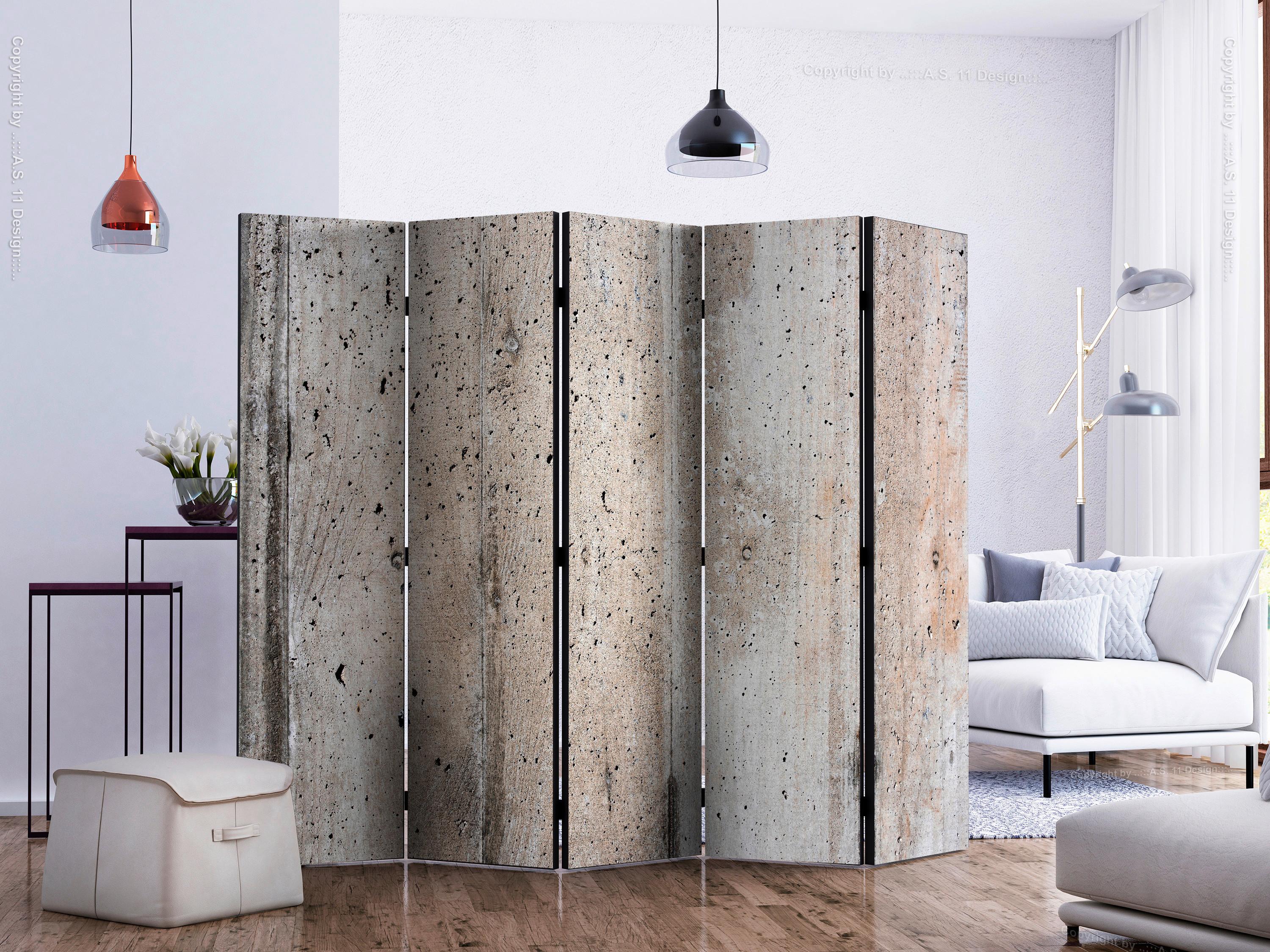 Paravent Hellgrau Beige B: 225 cm - Beige/Hellgrau, Basics, Holz/Textil (225/172/3cm) - artgeist