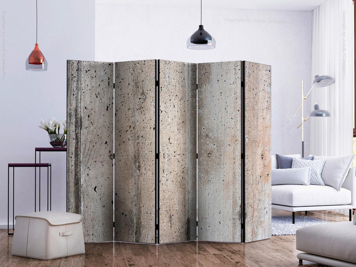 Paravent Hellgrau Beige B: 225 Cm - Beige/Hellgrau, Basics, Holz/Textil (225/172/3cm) - artgeist