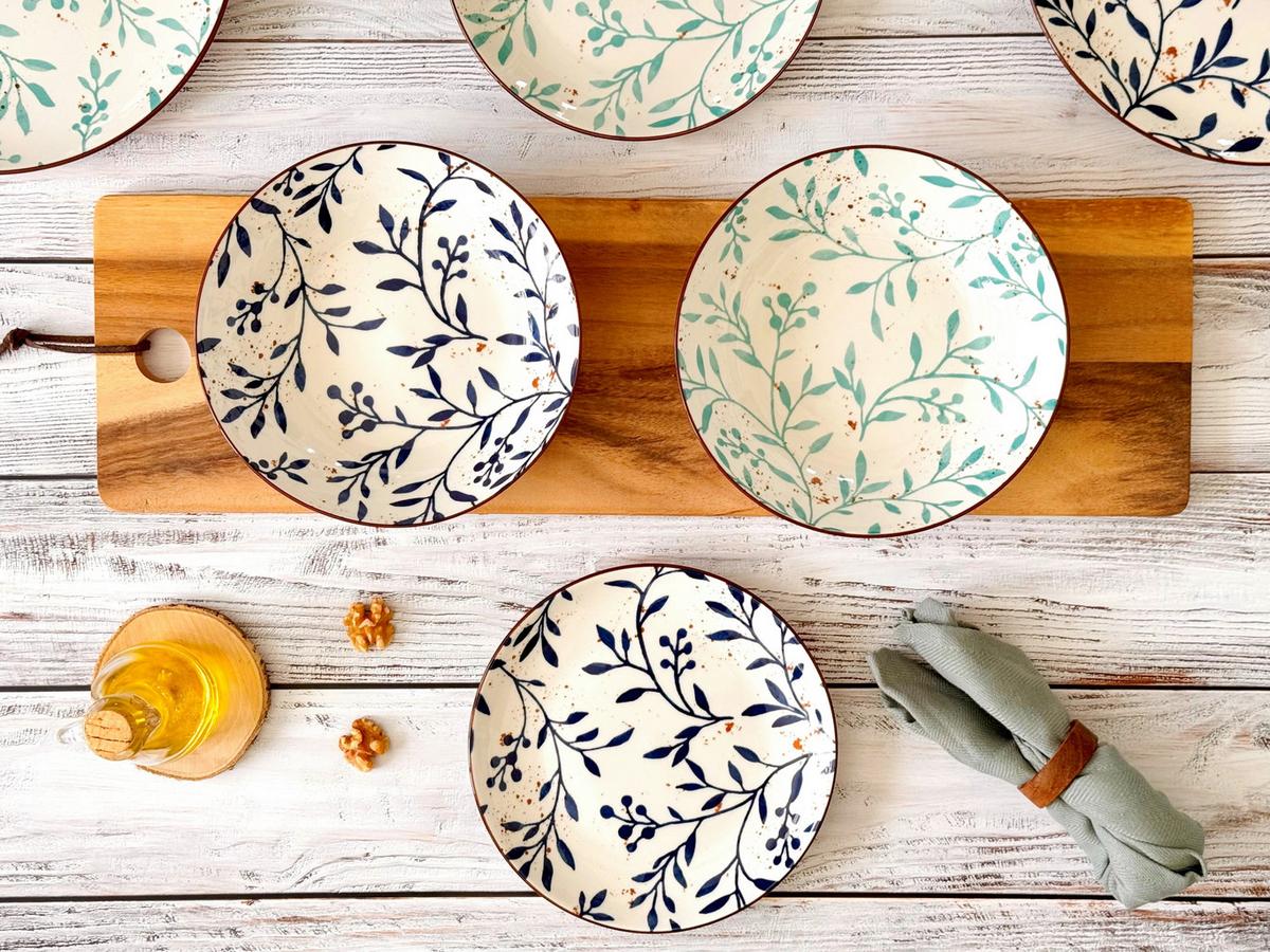 Tellerset 18--Teilig Keramik, Blau, Braun, Weiß - Blau/Braun, Basics, Keramik - Mäser