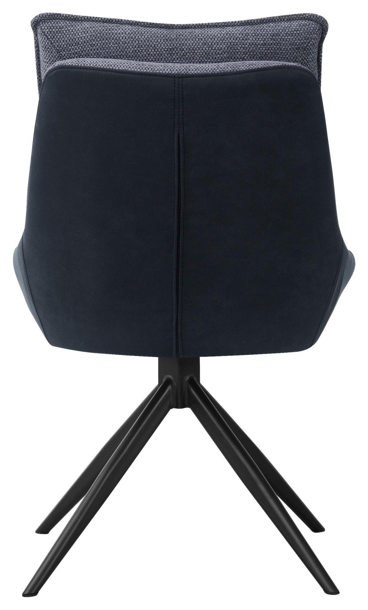 Armlehnstuhl Emilia Webstoff grau, B: 55cm - Schwarz/Grau, MODERN, Holz/Textil (55/88/65cm)