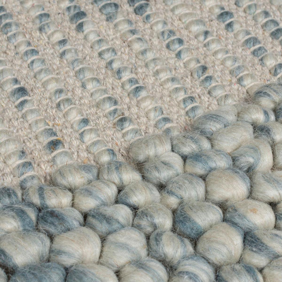 Handwebteppich Bordüre Wolle Blue - Blau, KONVENTIONELL, Textil (200/290cm)