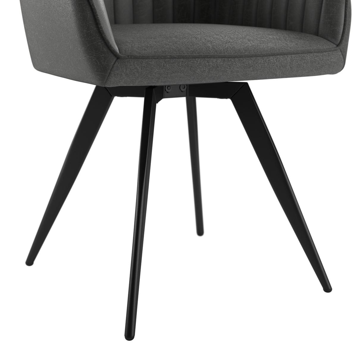 Stuhl Bella Webstoff Grau, 360° drehbar - Schwarz/Grau, KONVENTIONELL, Textil/Metall (63/90/61cm)