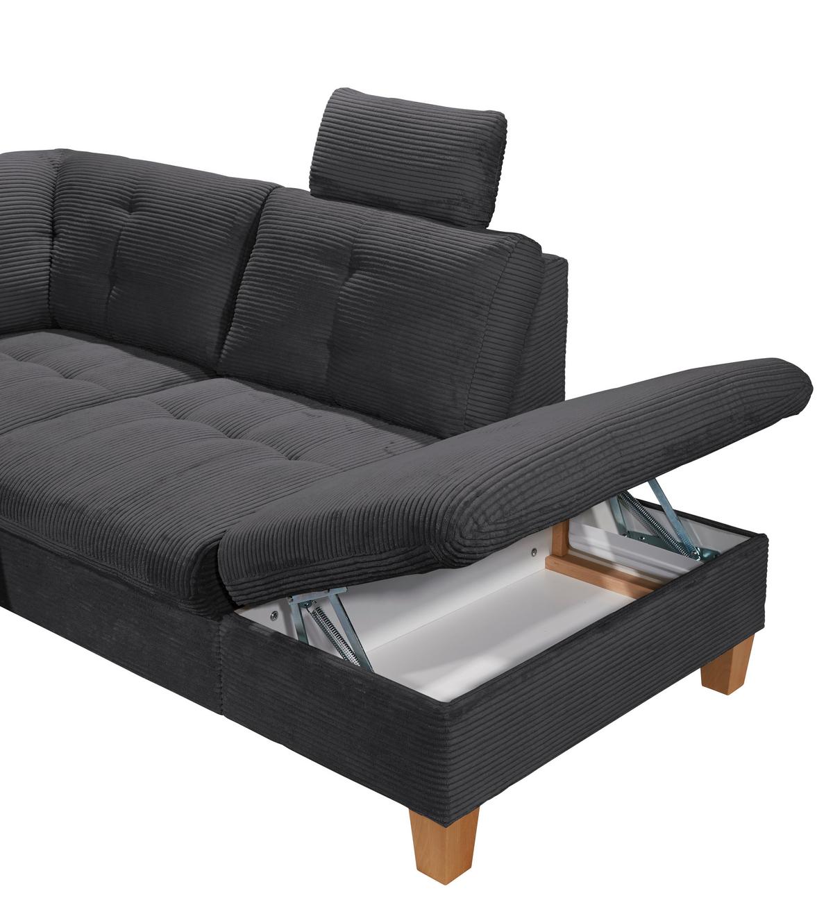 Wohnlandschaft Ascot Anthrazit U: 170x324x220 Cm - Eichefarben/Anthrazit, KONVENTIONELL, Textil (170/324/220cm) - MID.YOU