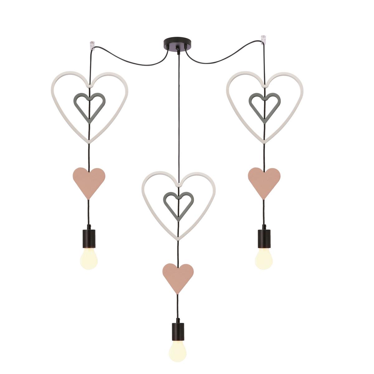 Kinderhängeleuchte Trio Hhh - Pink/Weiß, Basics, Holzwerkstoff/Metall (100/27/100cm)