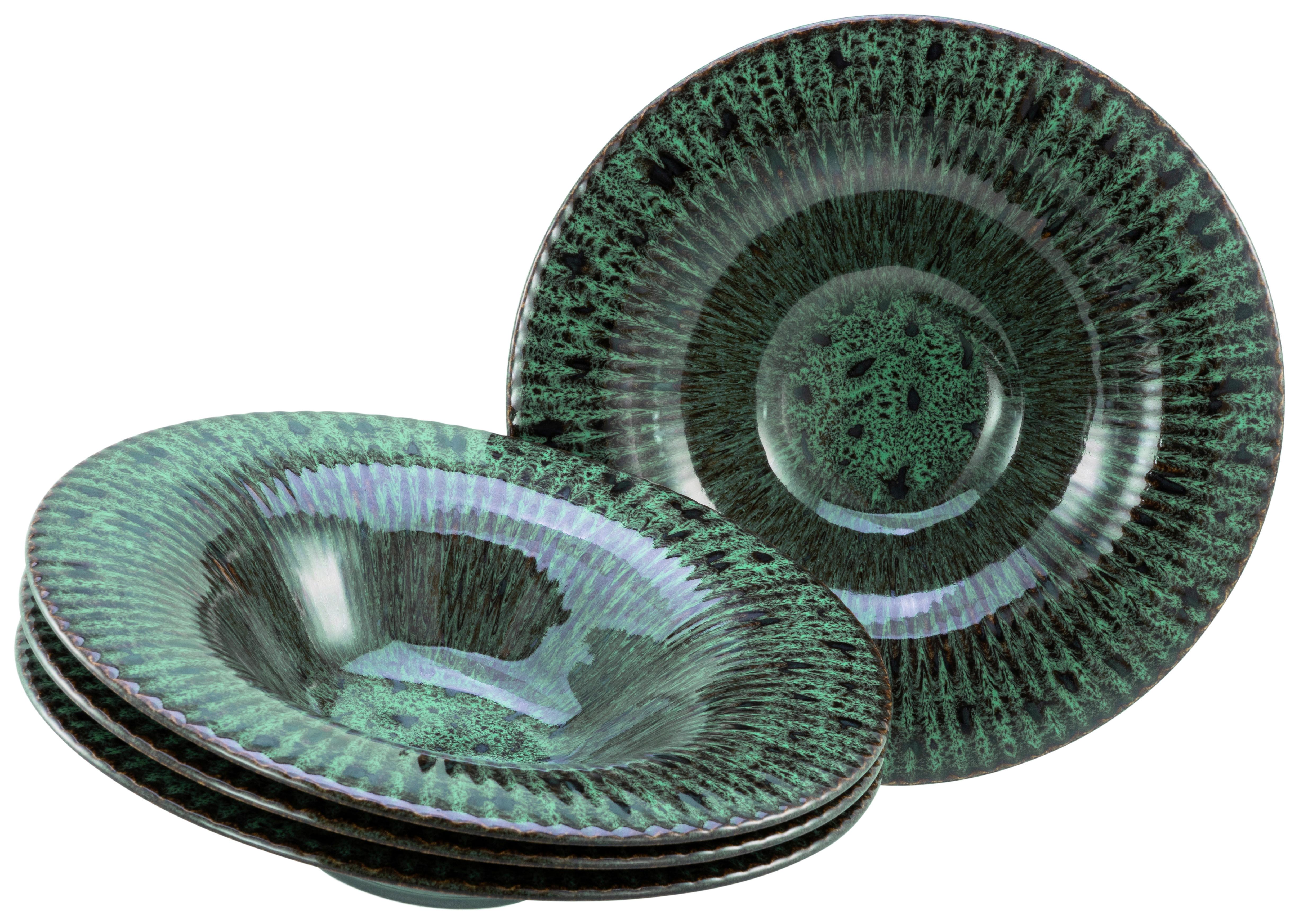 Gourmetteller Allegra Schwarz/Grün, Ø 30,5 cm - Dunkelgrün/Schwarz, Basics, Keramik (30,5cm) - Creatable