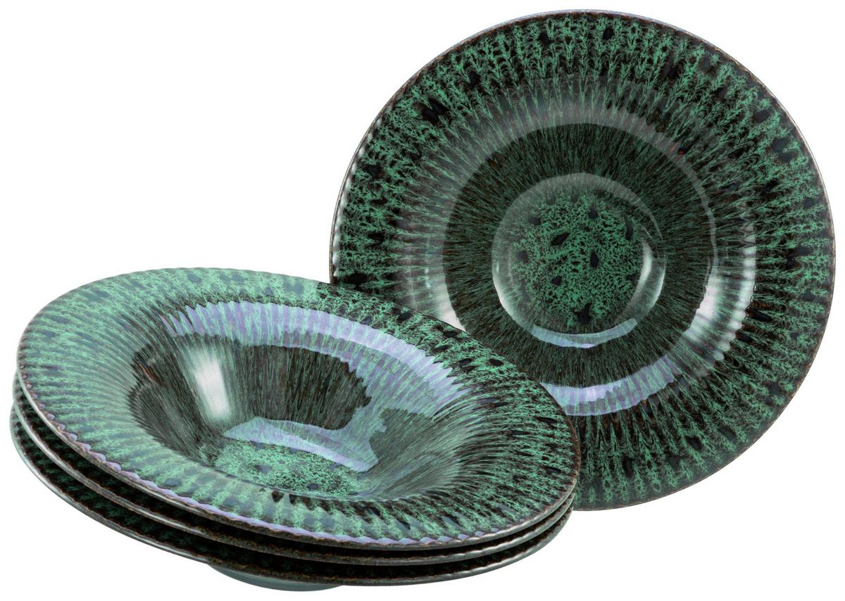 Gourmetteller Allegra Schwarz/Grün, Ø 30,5 cm - Dunkelgrün/Schwarz, Basics, Keramik (30,5cm) - Creatable