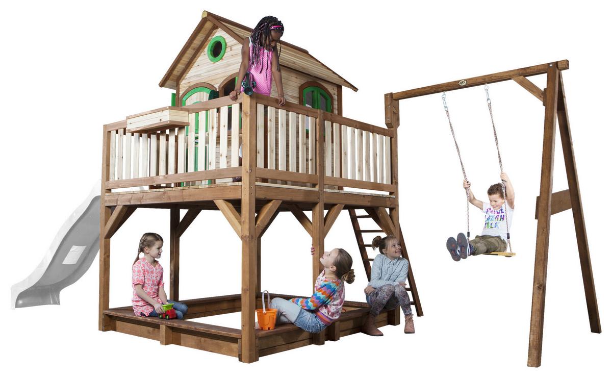 Spielturm A030.152.90 - Weiß/Braun, KONVENTIONELL, Holz/Kunststoff (541/291/277cm) - Ambia Garden