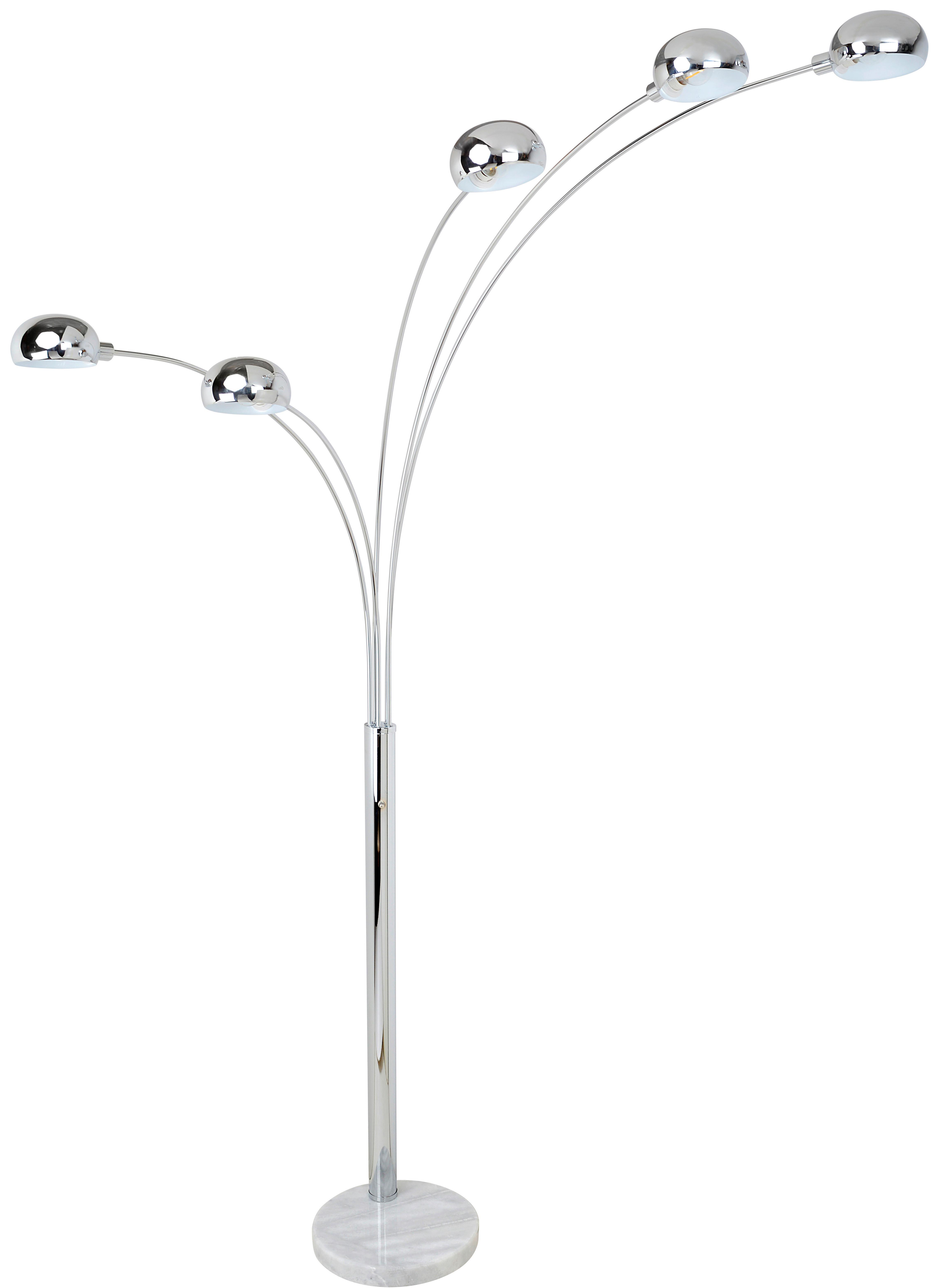 Stojací Lampa Turle V: 200cm, 40 Watt - barvy chromu, Moderní, kov (130/200cm) - Modern Living