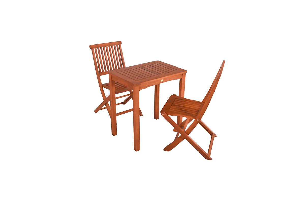 Gartengarnitur 3--teilig aus Eukalyptusholz - Eukalyptusholzfarben, Basics, Holz - Gardenson
