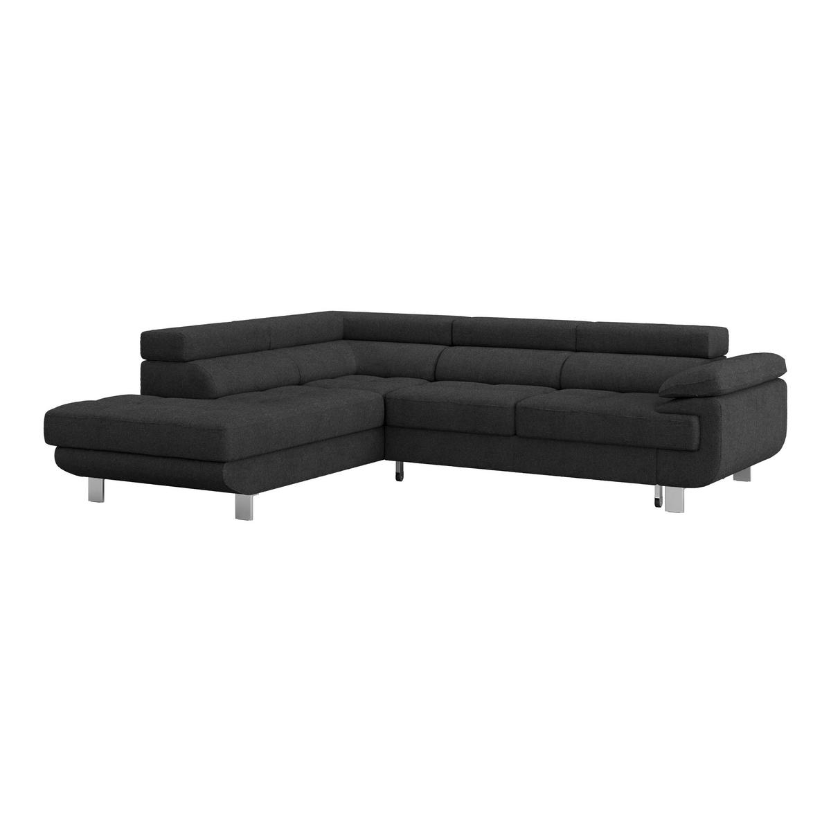 Ecksofa mit Schlaffunktion + Bettkasten Savona, Webstoff - Blaugrau/Graphitfarben, MODERN, Textil (230/270cm) - Ondega