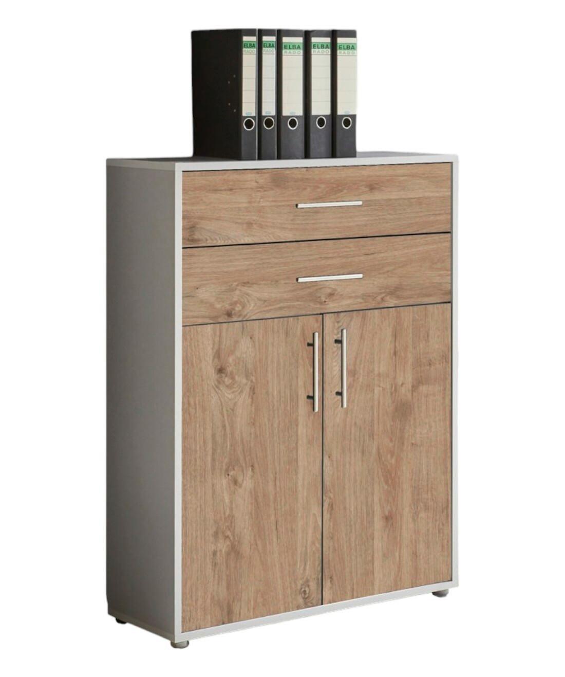 Office Edition B: 84,5 cm Grau/Eichefarben