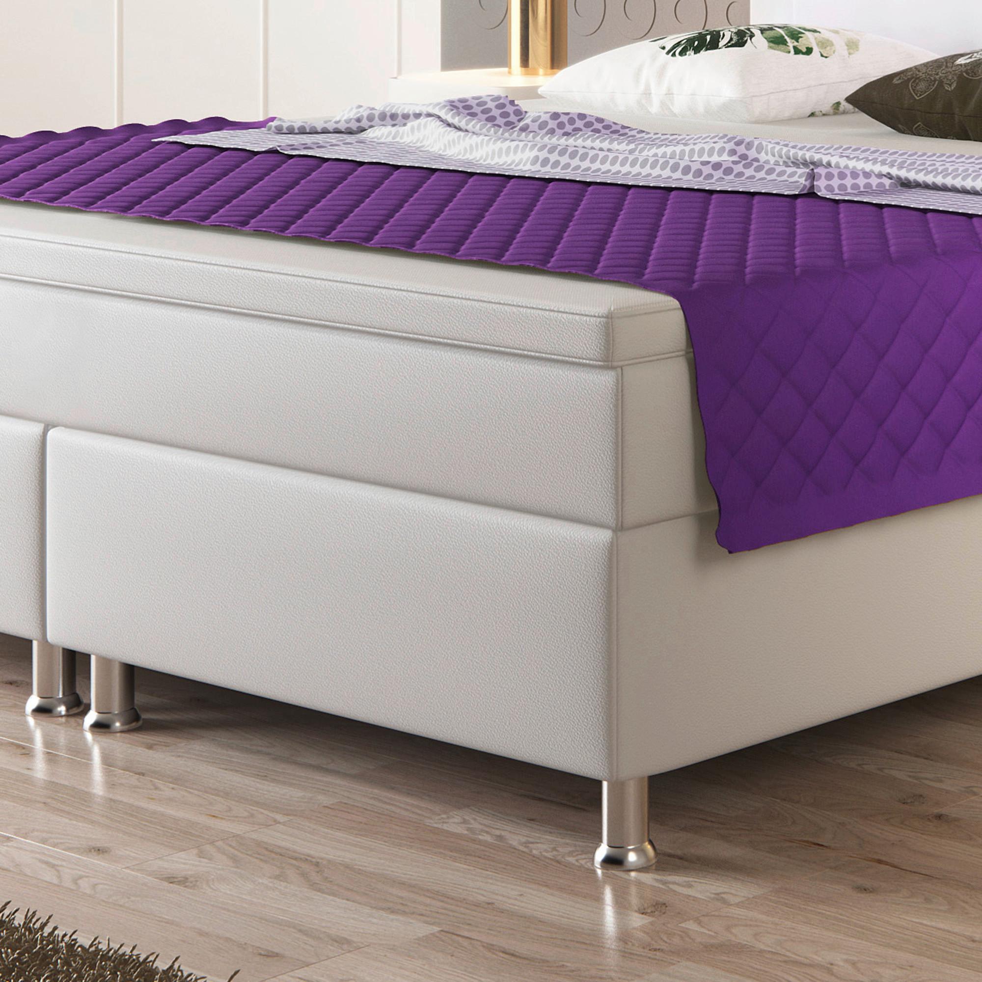 Boxspringbett MONACO-F im weißen Lederlook