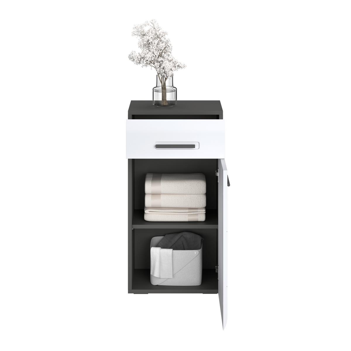 Badezimmer Unterschrank Pearl New Snol 112 BxH 40x77,4 cm - Anthrazit/Weiß, KONVENTIONELL, Holzwerkstoff (40/77,4/29,6cm)