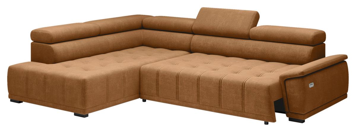 Rohová sedačka GRINALDI, ľavá, hrdzavá - čierna/hrdzavá, Modern, textil/plast (206/283cm) - Premium Living