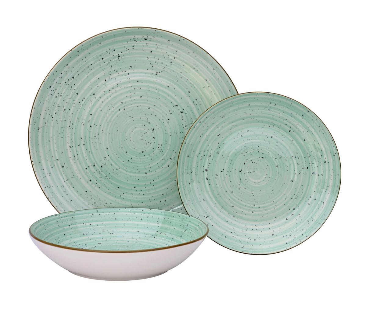 JÍDELNÍ SOUPRAVA 12-dílná, pro 4 osoby - mátově zelená, Konvenční, keramika - Mömax