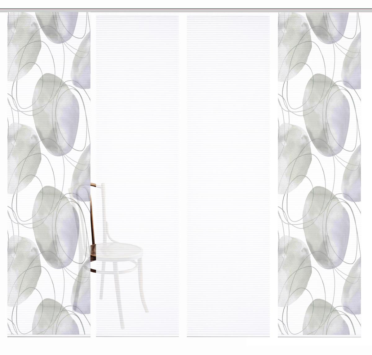 Flächenvorhang Ellrik 4er Set - Flieder/Weiß, Natur, Textil (60/245cm)