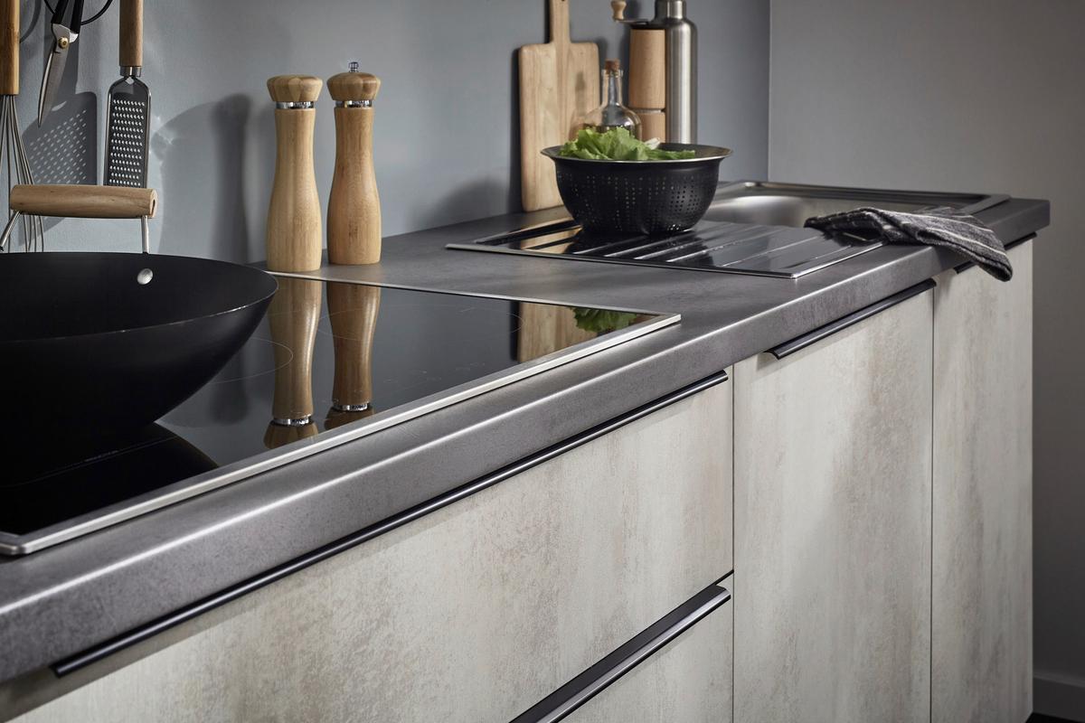 Küchenblock Boston Anthrazit, Weiß B: 321 cm - Anthrazit/Weiß, Basics, Holzwerkstoff (321cm) - MID.YOU