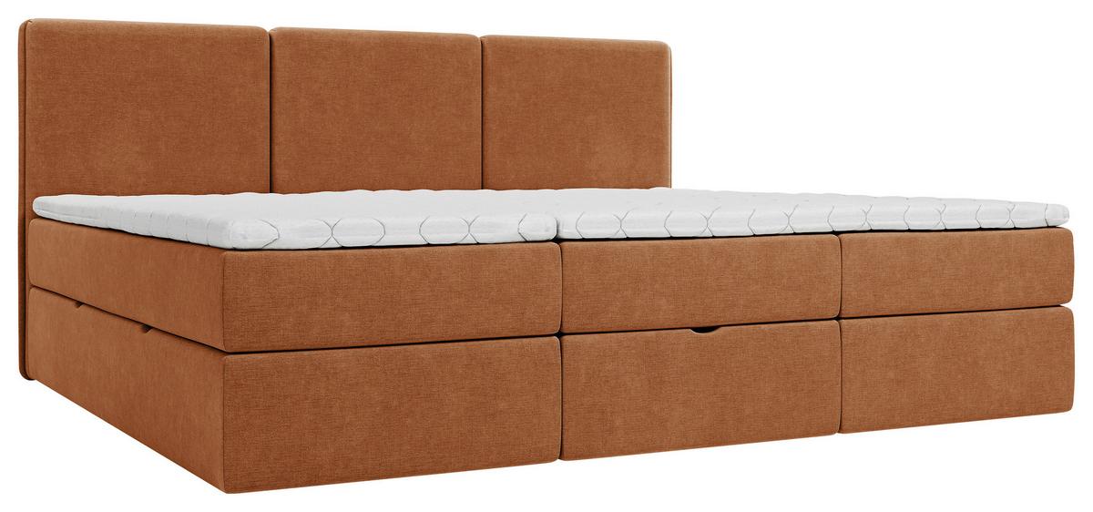 Familienbett Domino Combo Mit Bettkasten, Terracotta 270x200 - Terracotta/Schwarz, MODERN, Holz/Holzwerkstoff (270/200cm) - MID.YOU