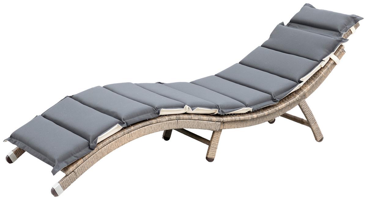 Sonnenliege Waikiki Metall/kunststoff Mit Auflage - Naturfarben/Grau, MODERN, Kunststoff/Metall (172/62/54cm) - Gardenson