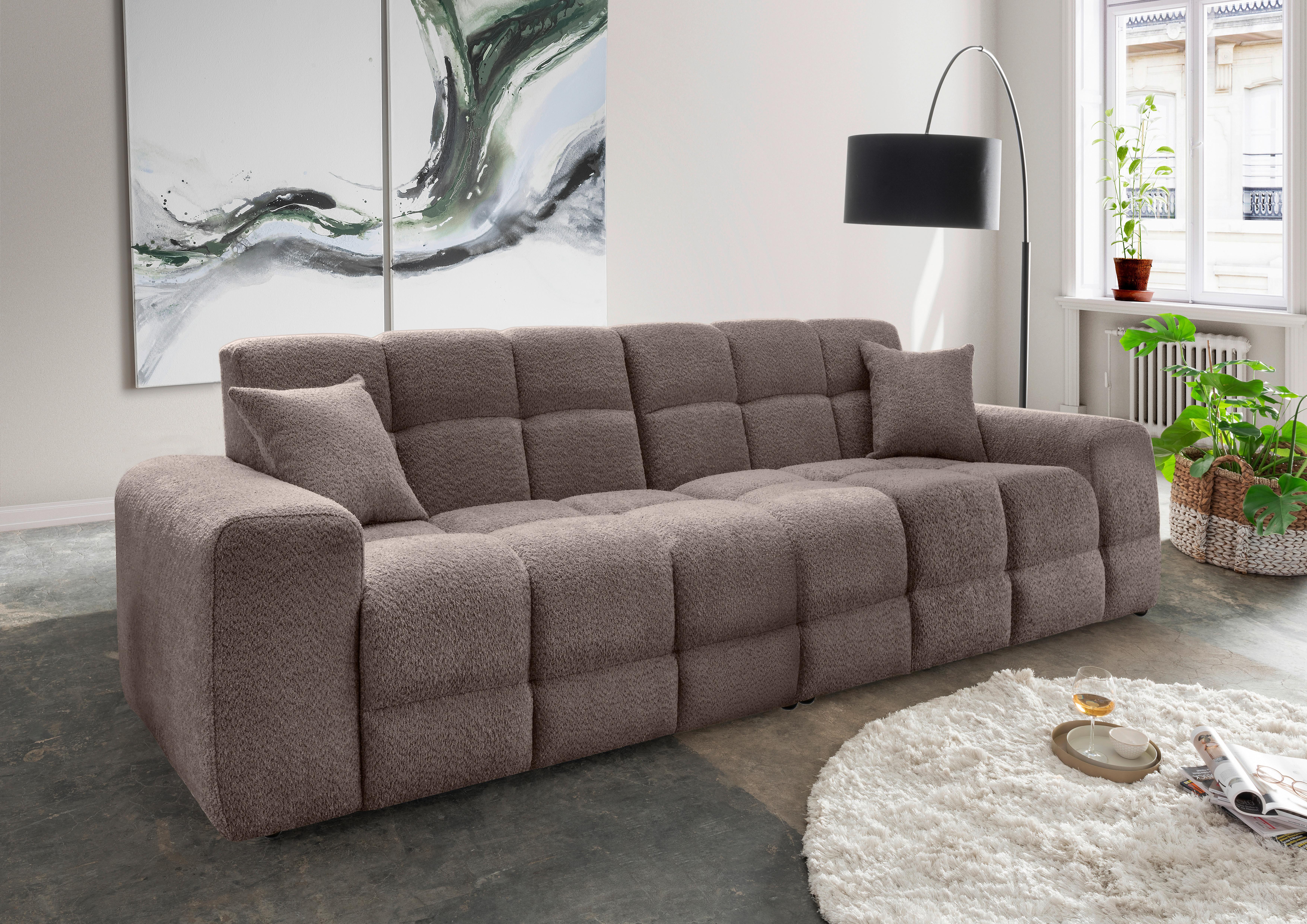 Viersitzer-Sofa Bosco, Taupe B: 300 cm - Taupe/Schwarz, MODERN, Textil (300/87/120cm) - Livetastic