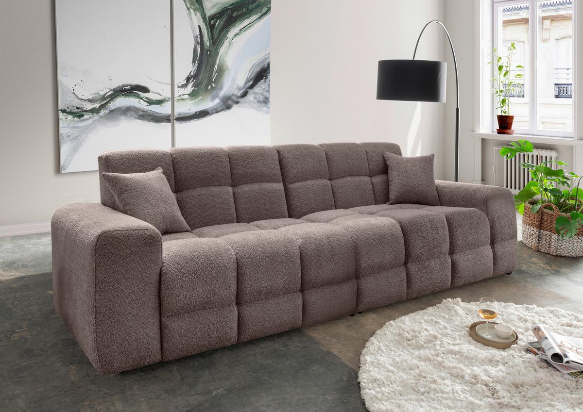 Viersitzer-Sofa Bosco, Taupe B: 300 cm - Taupe/Schwarz, MODERN, Textil (300/87/120cm) - Livetastic