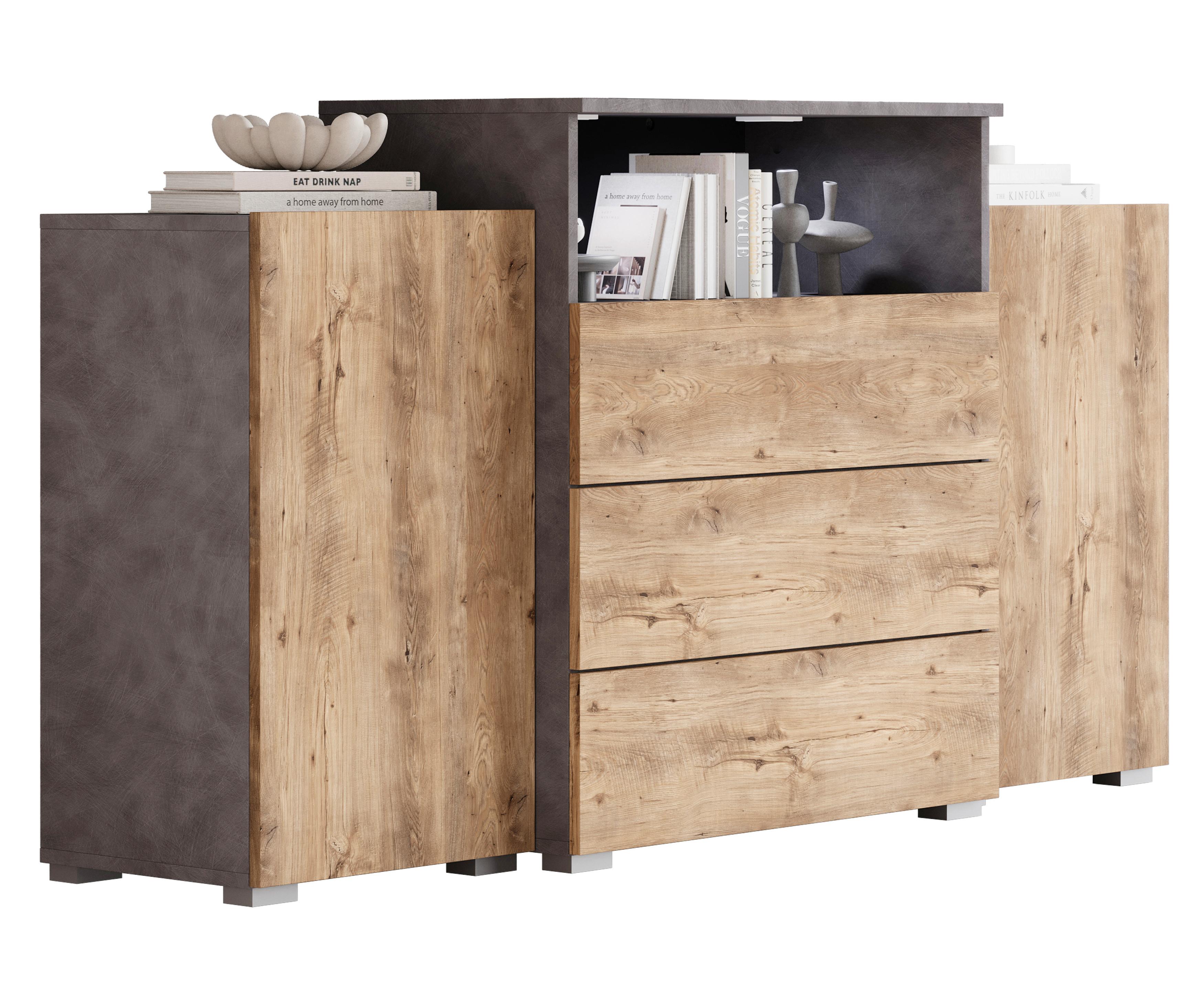 ŠIROKÁ KOMODA URBAN 150 - sivá/antracitová, Lifestyle, kompozitné drevo/plast (150/80,7/39cm) - P & B