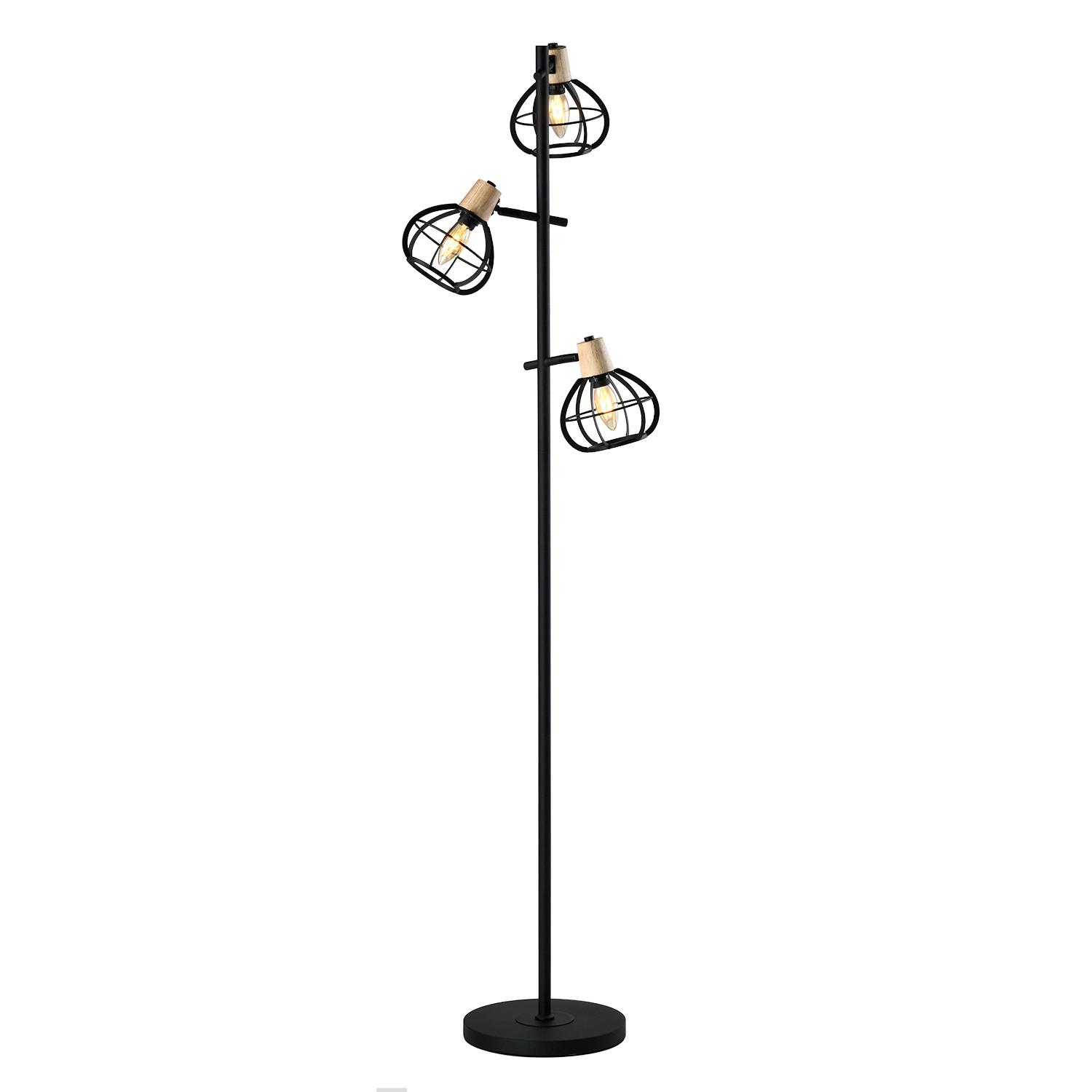 Stehleuchte Schwarz Akaziefarben D: 36 Cm - Schwarz/Akaziefarben, Design, Holz/Metall (36/153cm)