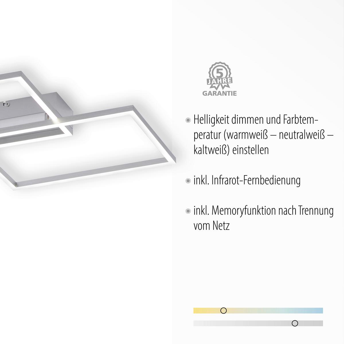 Led-deckenleuchte Iven L: 50,4 Cm Dimmbar Mir - Nickelfarben, Design, Kunststoff/Metall (50,4/42/7cm)