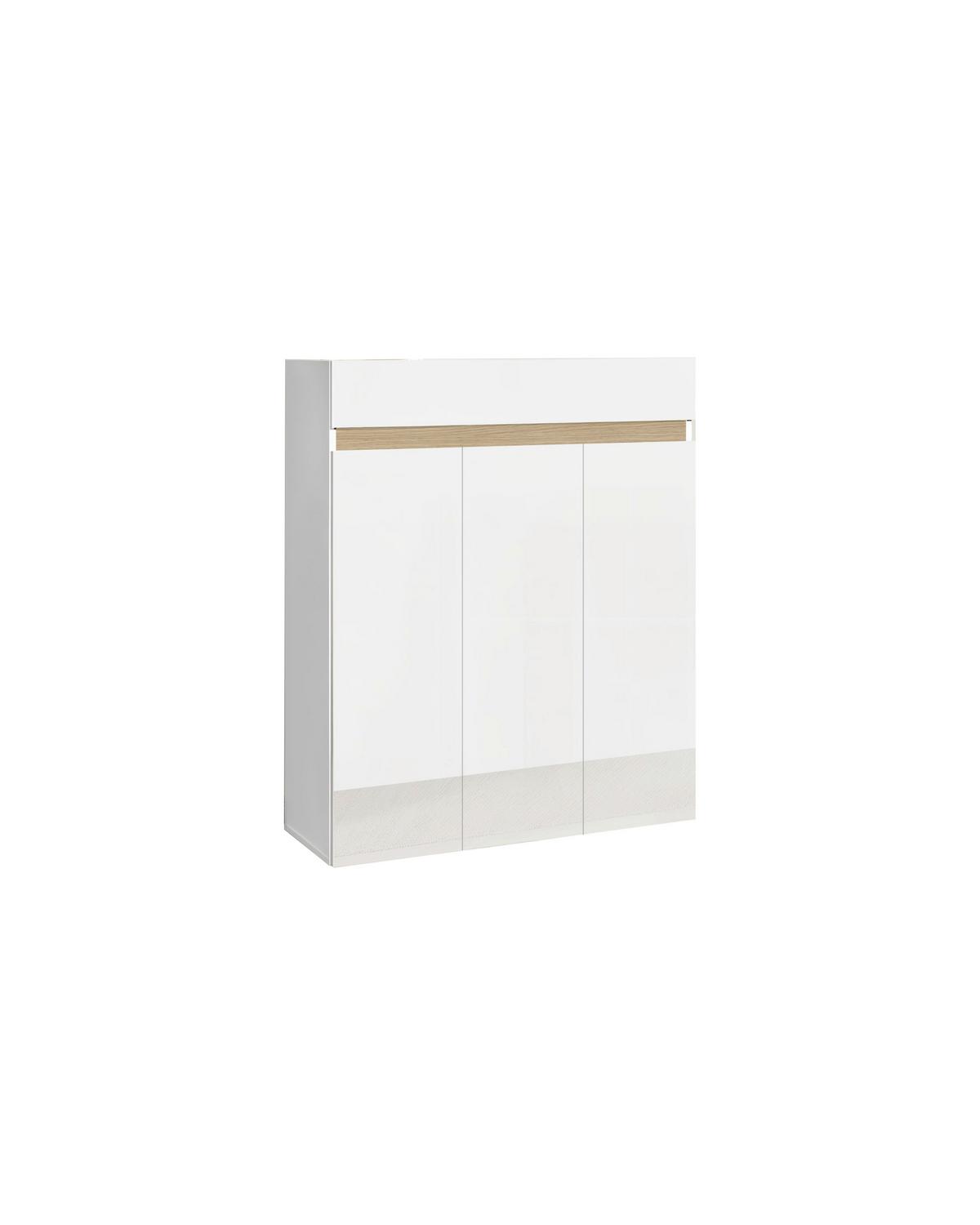 Schuhschrank Rainbow Eichefarben/weiß Hg B: 94 Cm - Eichefarben/Weiß Hochglanz, Design, Holzwerkstoff (94/114/35cm) - MID.YOU