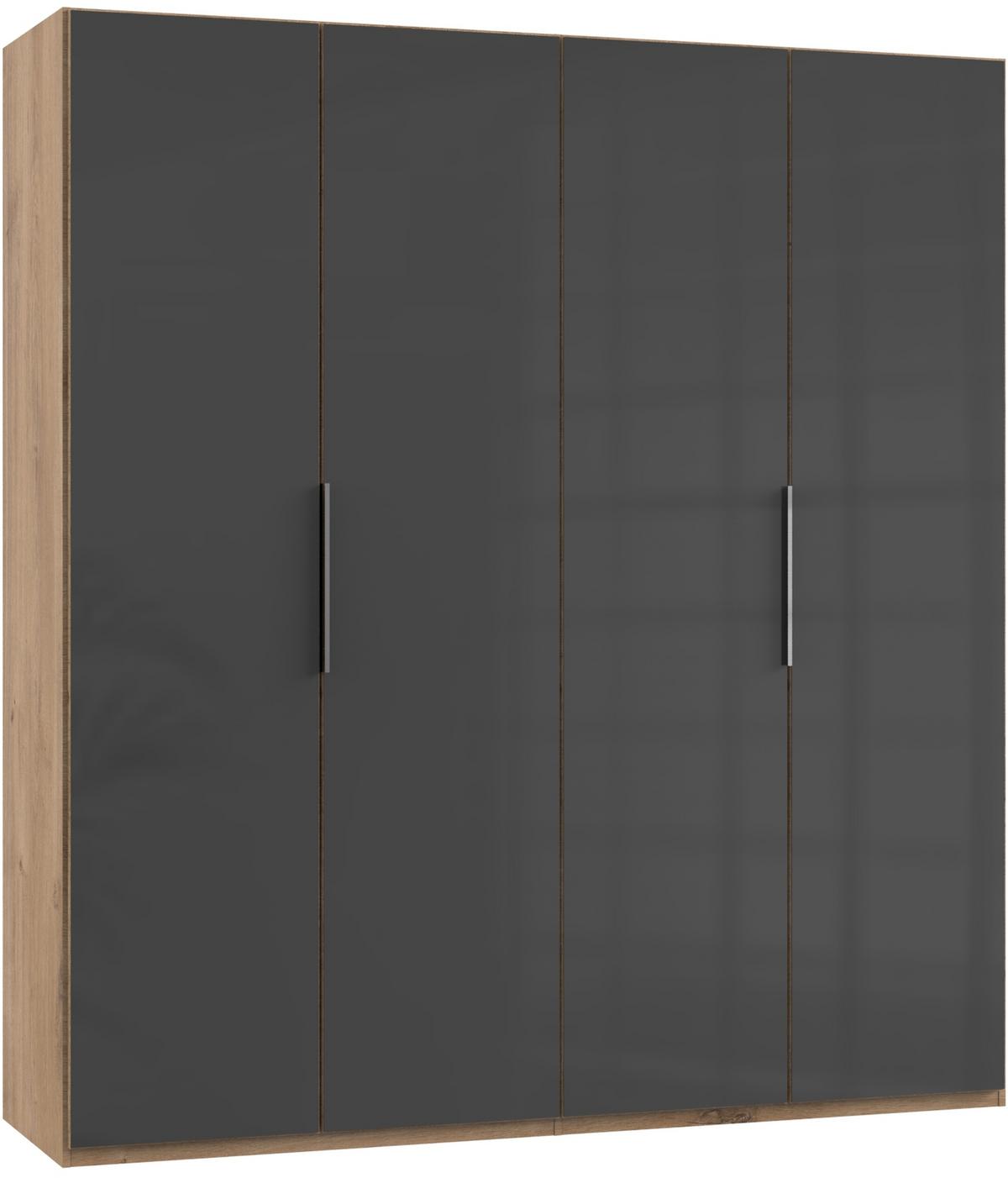 Drehtürenschrank 200cm Level, Grau/eiche Dekor - Eichefarben/Grau, MODERN, Glas/Holzwerkstoff (200/216/58cm) - MID.YOU