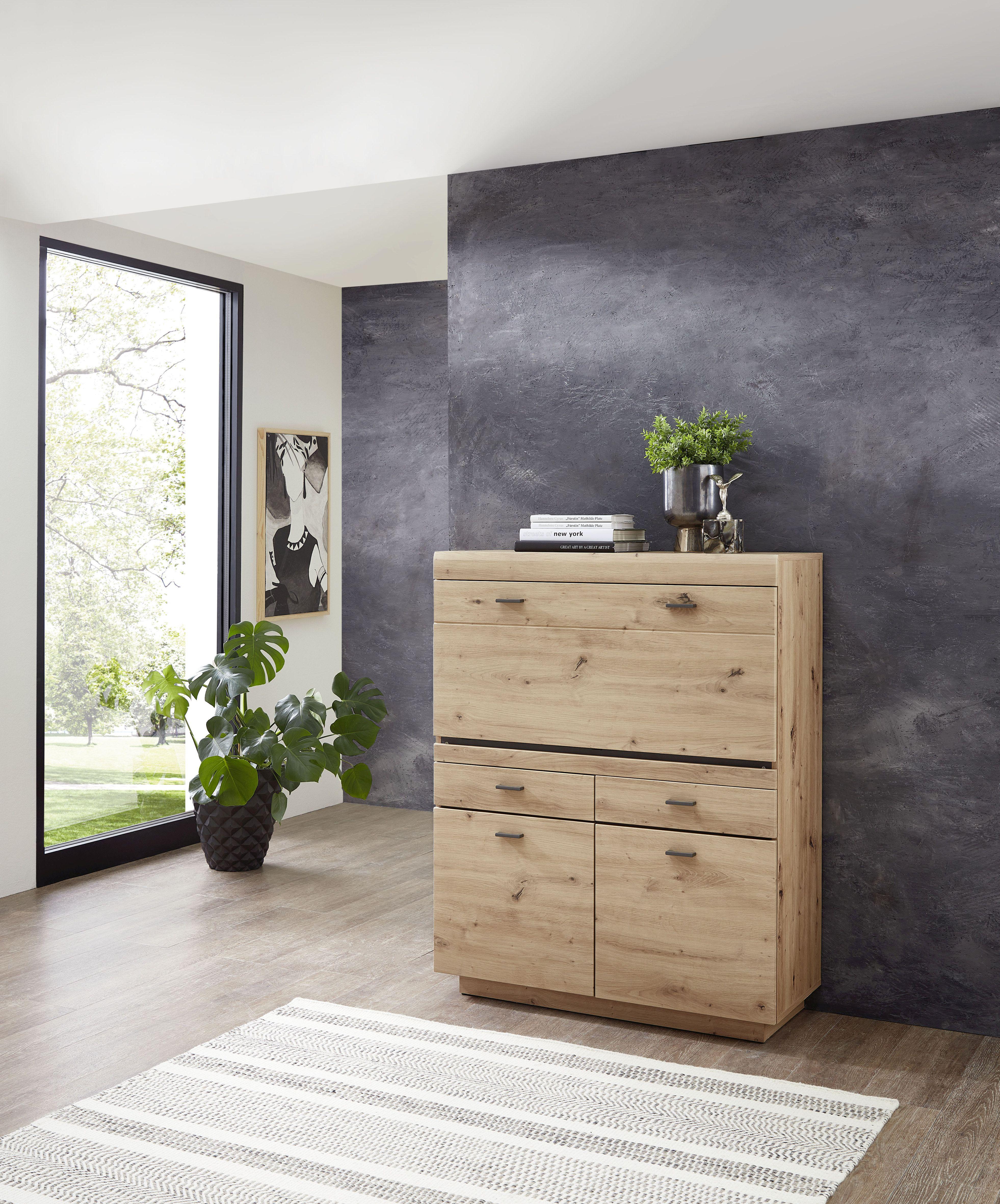 Sekretär Madera II 40a6hh28 - Graphitfarben/Eiche Artisan, MODERN, Holzwerkstoff (98/124/40cm) - Livetastic