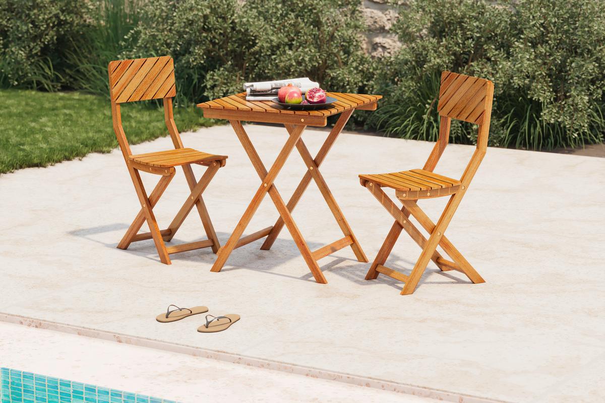 Balkonmöbel Set Simone Holz - Naturfarben, MODERN, Holz - James Wood