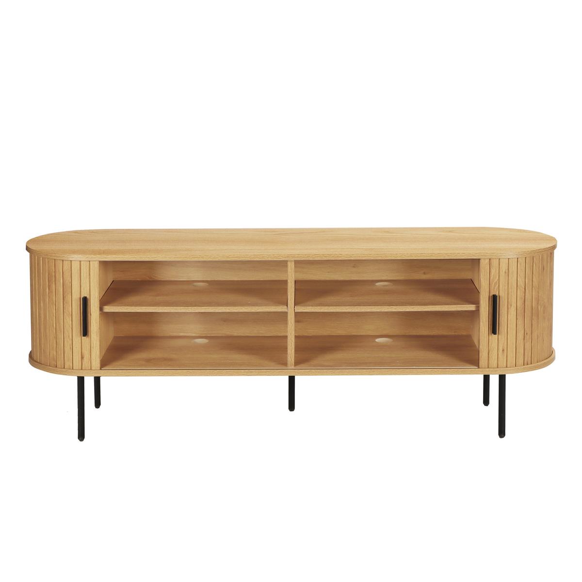 Lowboard Naturfarben B: 150cm - Schwarz/Naturfarben, Design, Holzwerkstoff (150/55/40cm) - Livetastic